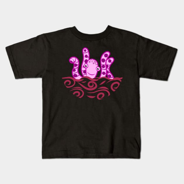 Friendly Pink Octopus Kids T-Shirt by SubtleSplit